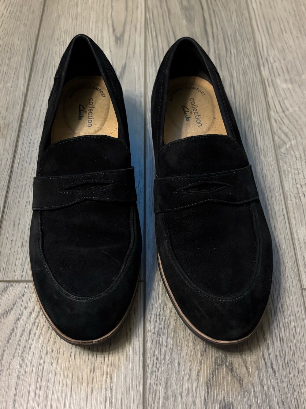 Clarks Black Suede Women's Slip-On Loafers